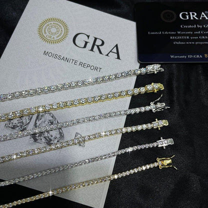 Moissanite Tennis Chain Necklace – S925 Sterling Silver Iced-Out Tennis Necklace for Men & Women - CaratixJewelry