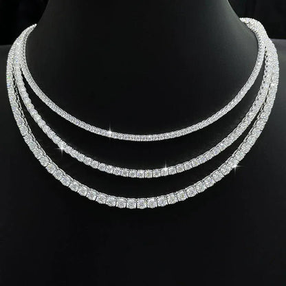 Moissanite Tennis Chain Necklace – S925 Sterling Silver Iced-Out Tennis Necklace for Men & Women - CaratixJewelry