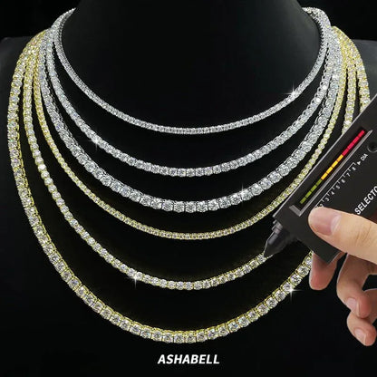 Moissanite Tennis Chain Necklace – S925 Sterling Silver Iced-Out Tennis Necklace for Men & Women - CaratixJewelry