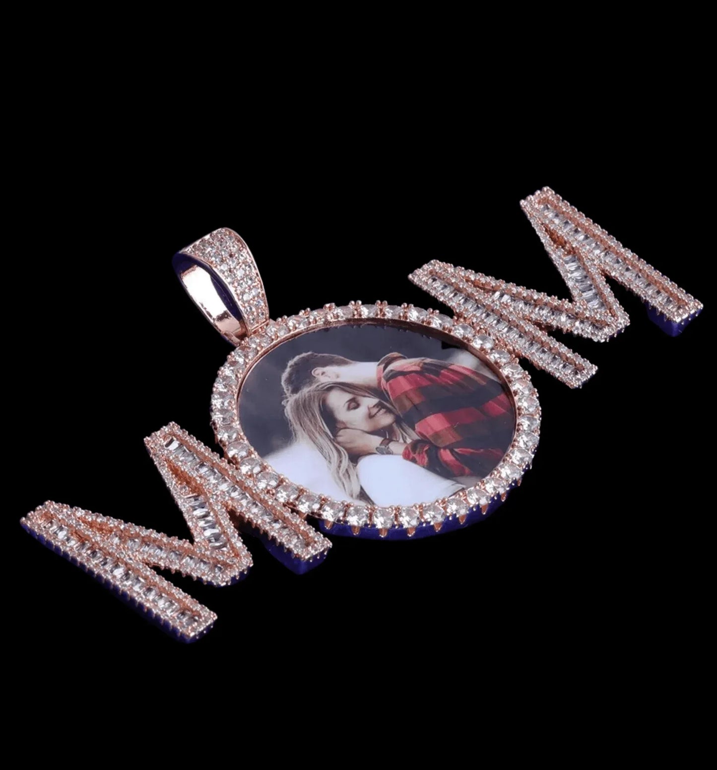 Mom Letters Custom Photo Pendant Necklace – Personalized Iced Out Picture Jewelry Gift for Women - CaratixJewelry