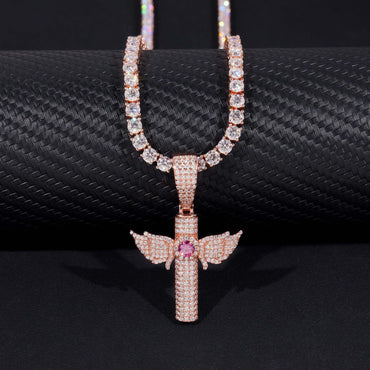 New 925 Silver Moissanite Cross Pendant – Colorful Moissanite, Hip-Hop Style Unisex Fashion Jewelry - CaratixJewelry
