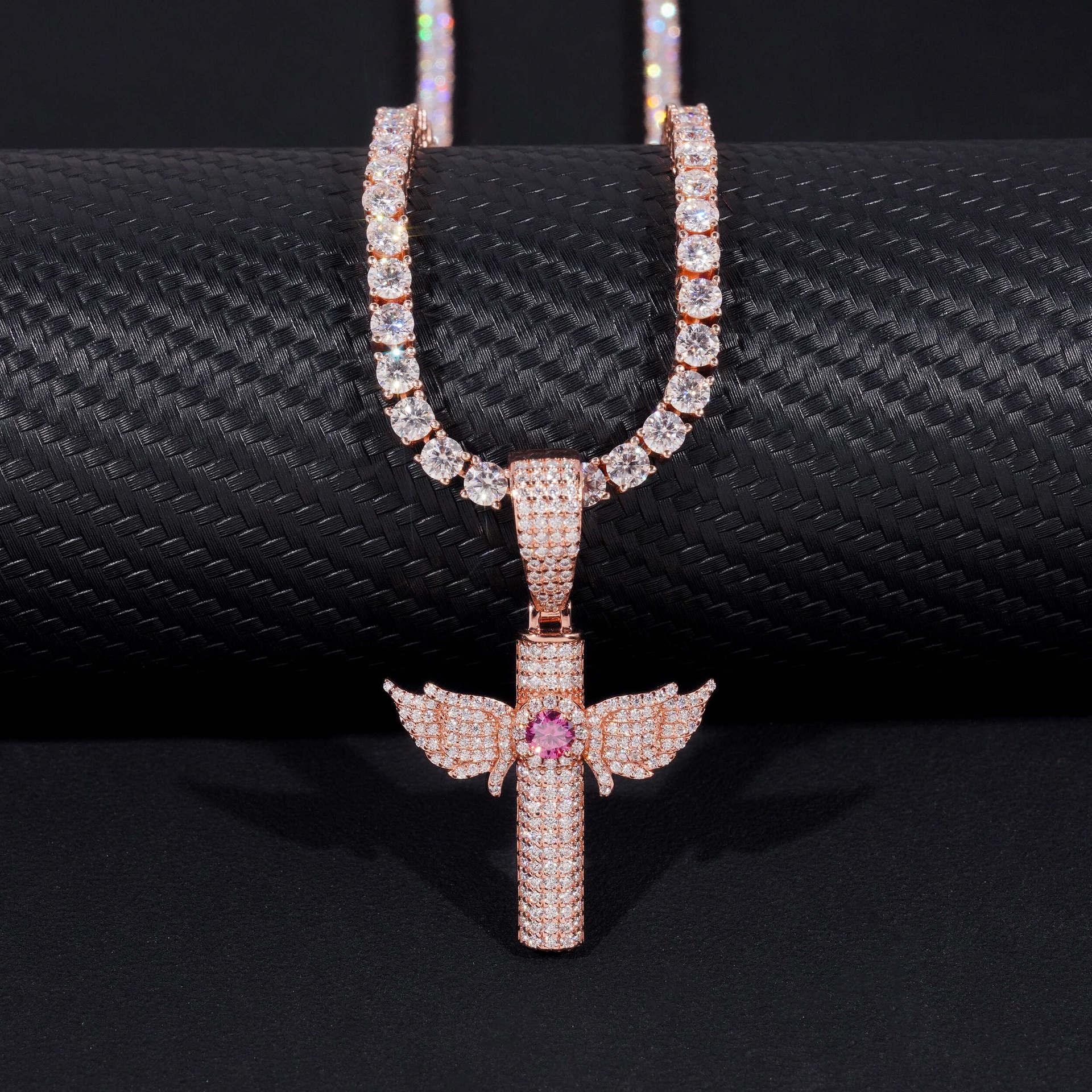 New 925 Silver Moissanite Cross Pendant – Colorful Moissanite, Hip-Hop Style Unisex Fashion Jewelry - CaratixJewelry