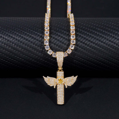 New 925 Silver Moissanite Cross Pendant – Colorful Moissanite, Hip-Hop Style Unisex Fashion Jewelry - CaratixJewelry