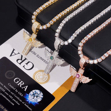 New 925 Silver Moissanite Cross Pendant – Colorful Moissanite, Hip-Hop Style Unisex Fashion Jewelry - CaratixJewelry