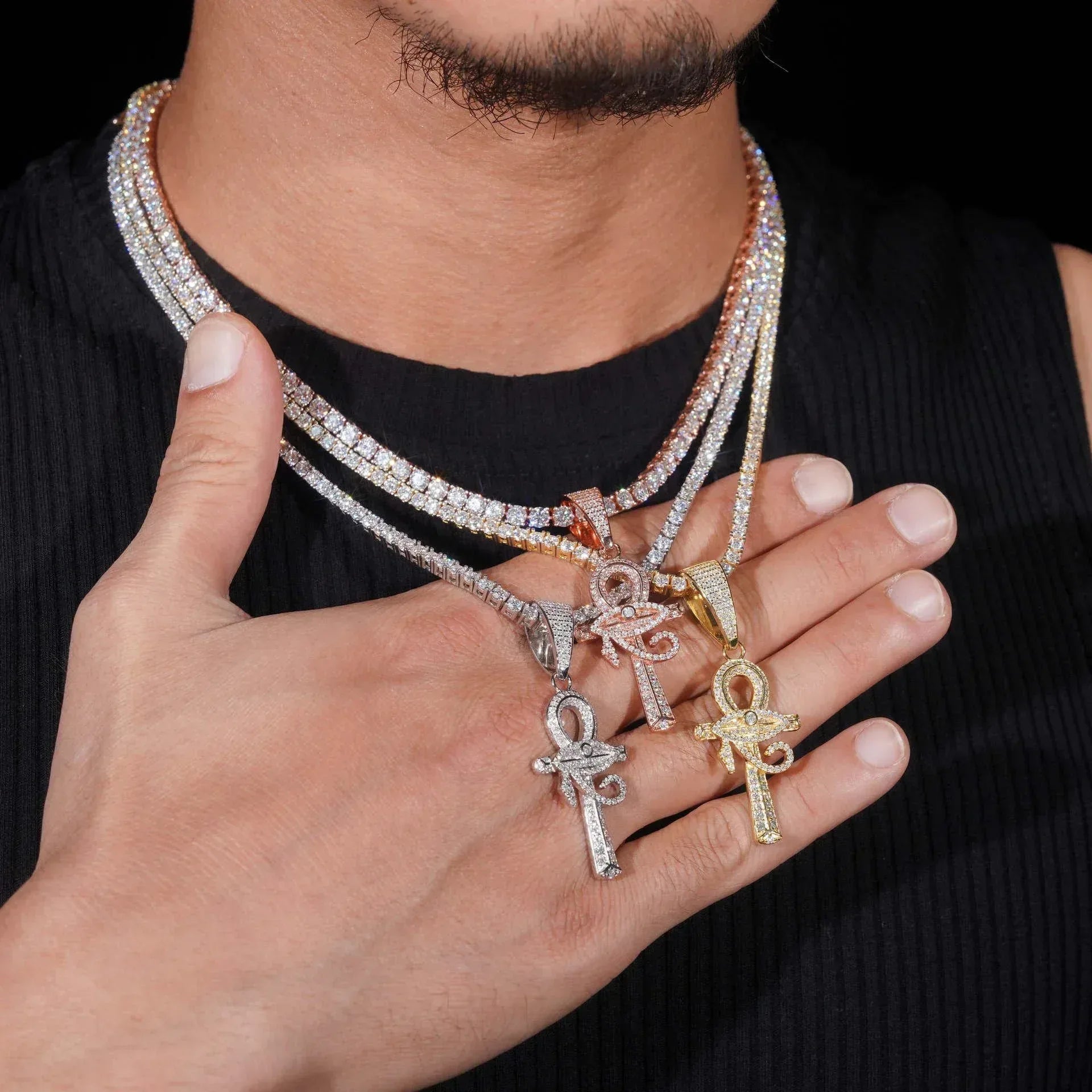 New 925 Silver Moissanite Cross Pendant – Hip-Hop Style Jewelry, European & American Trendy Unisex Necklace - CaratixJewelry
