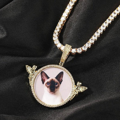New Angel DIY Photo Pendant Hip Hop Full Iced Out Cubic Zirconia Goldplated CZ Stone - CaratixJewelry