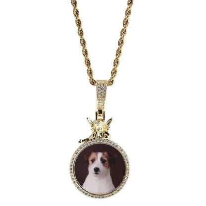 New Angel DIY Photo Pendant Hip Hop Full Iced Out Cubic Zirconia Goldplated CZ Stone - CaratixJewelry