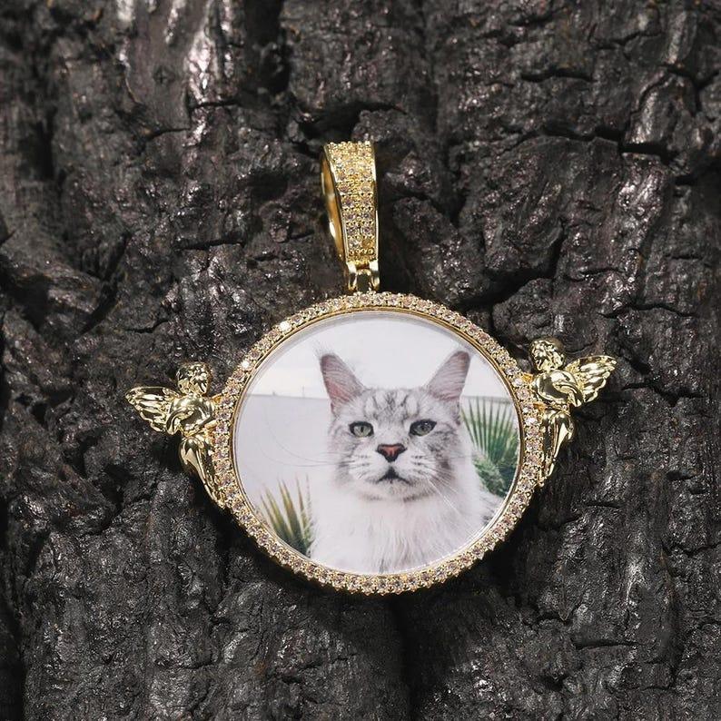 New Angel DIY Photo Pendant Hip Hop Full Iced Out Cubic Zirconia Goldplated CZ Stone - CaratixJewelry