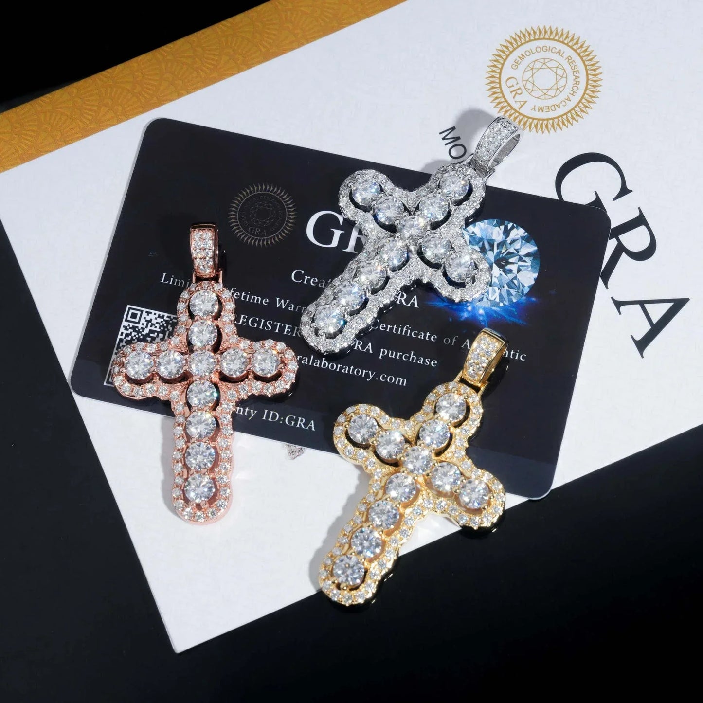 New Cross Pendant – S925 Silver, Colorful Moissanite, European & American Hip-Hop Style Unisex Fashion Jewelry - CaratixJewelry