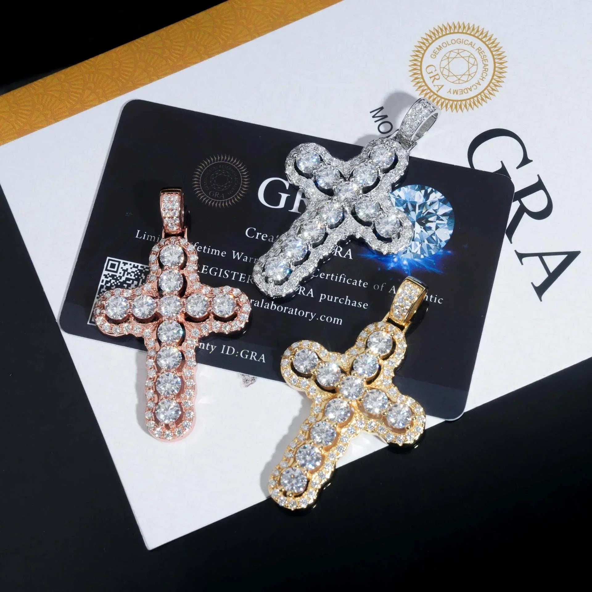 New Cross Pendant – S925 Silver, Colorful Moissanite, European & American Hip-Hop Style Unisex Fashion Jewelry - CaratixJewelry