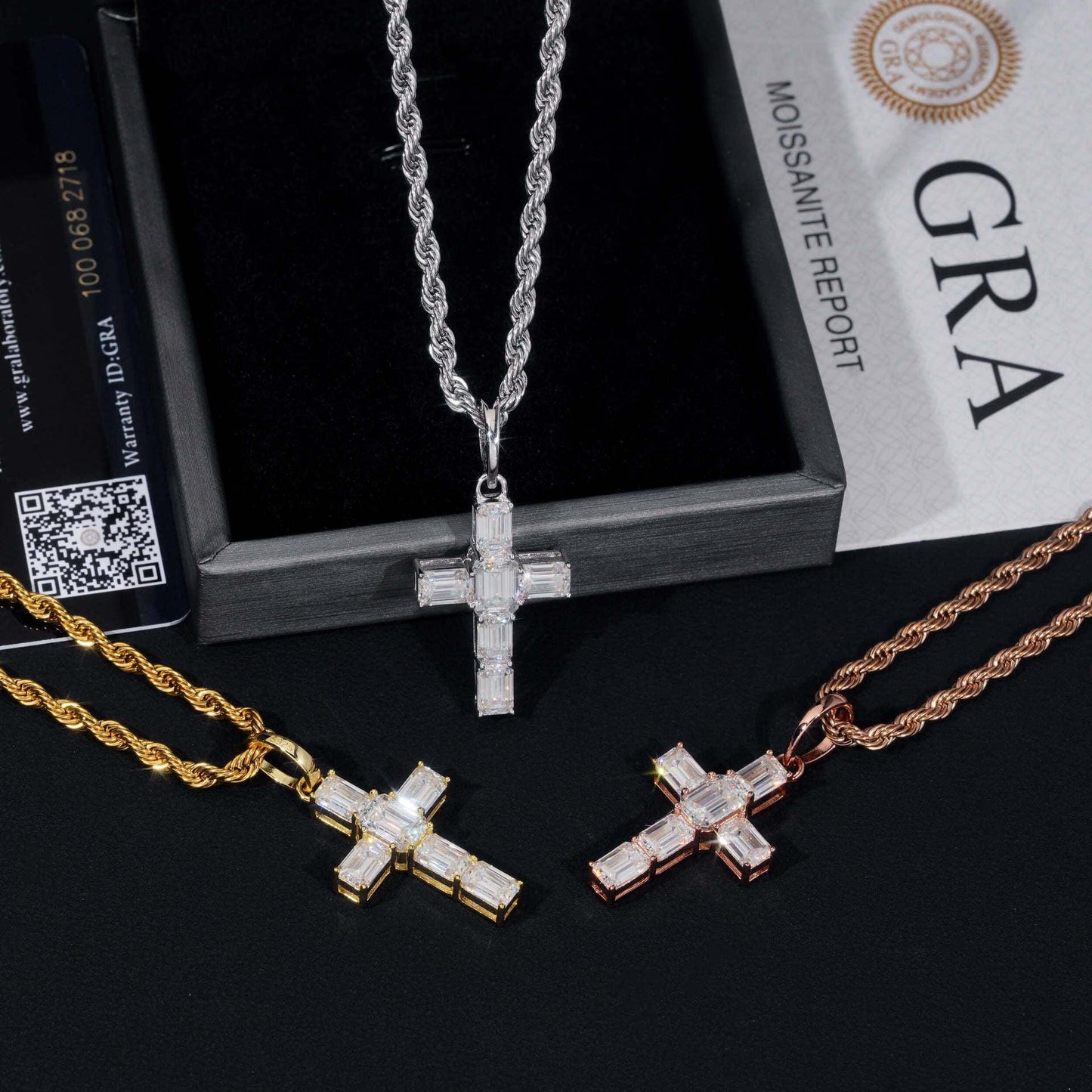 New Cross Pendant – S925 Silver Moissanite, Hip-Hop Style, European & American Fashion, Unisex Necklace - CaratixJewelry