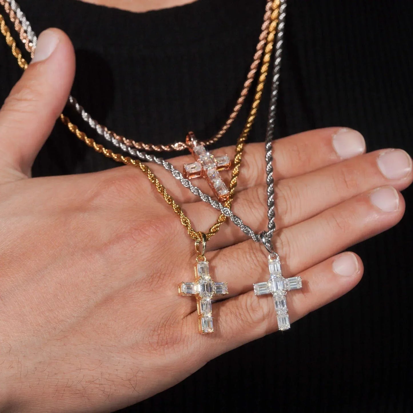 New Cross Pendant – S925 Silver Moissanite, Hip-Hop Style, European & American Fashion, Unisex Necklace - CaratixJewelry