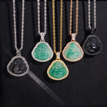 New Jade Buddha Pendant – S925 Silver Moissanite, Fits 4MM Tennis Chain Necklace - CaratixJewelry
