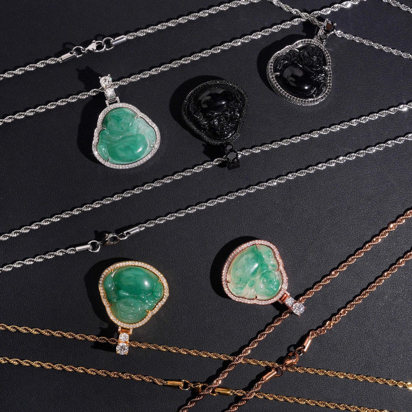 New Jade Buddha Pendant – S925 Silver Moissanite, Fits 4MM Tennis Chain Necklace - CaratixJewelry