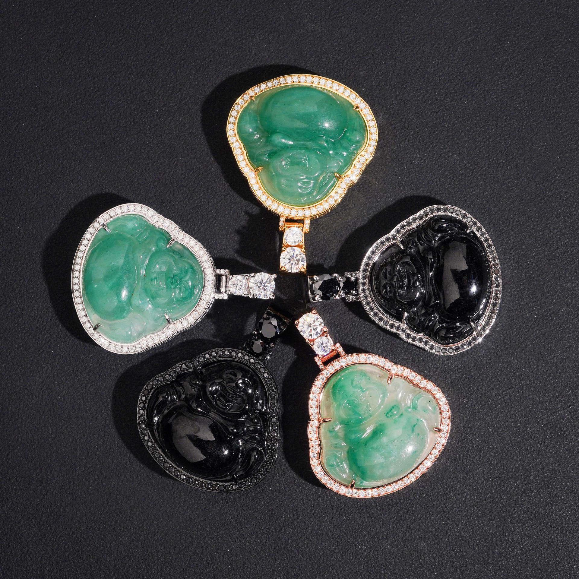 New Jade Buddha Pendant – S925 Silver Moissanite, Fits 4MM Tennis Chain Necklace - CaratixJewelry