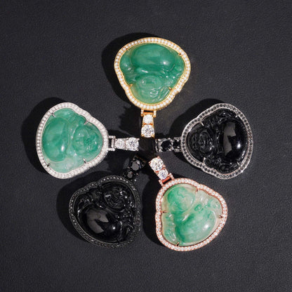 New Jade Buddha Pendant – S925 Silver Moissanite, Fits 4MM Tennis Chain Necklace - CaratixJewelry