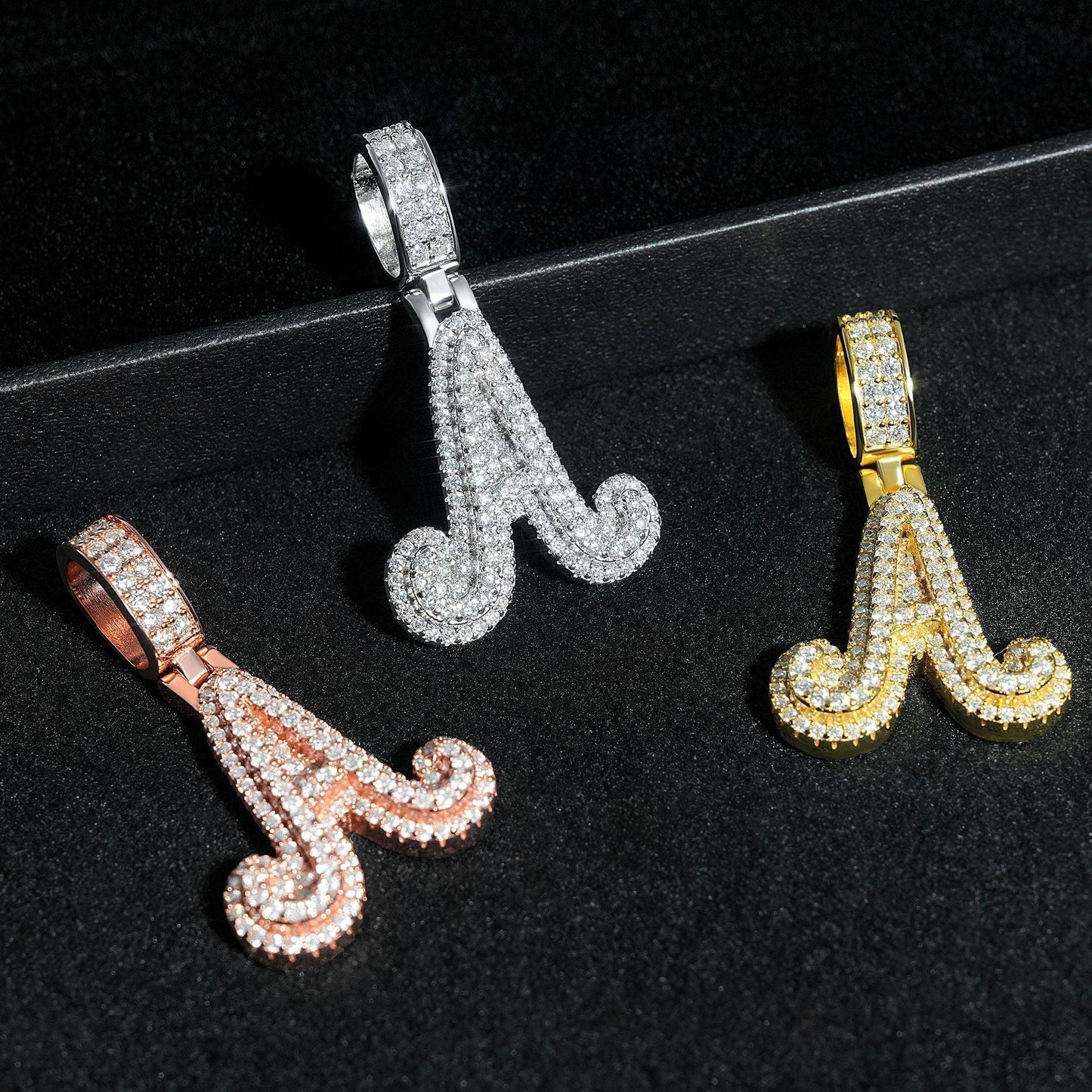 New Moissanite Letter A Hip-Hop Pendant – S925 Silver Personalized Jewelry - CaratixJewelry