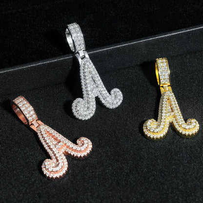 New Moissanite Letter A Hip-Hop Pendant – S925 Silver Personalized Jewelry - CaratixJewelry