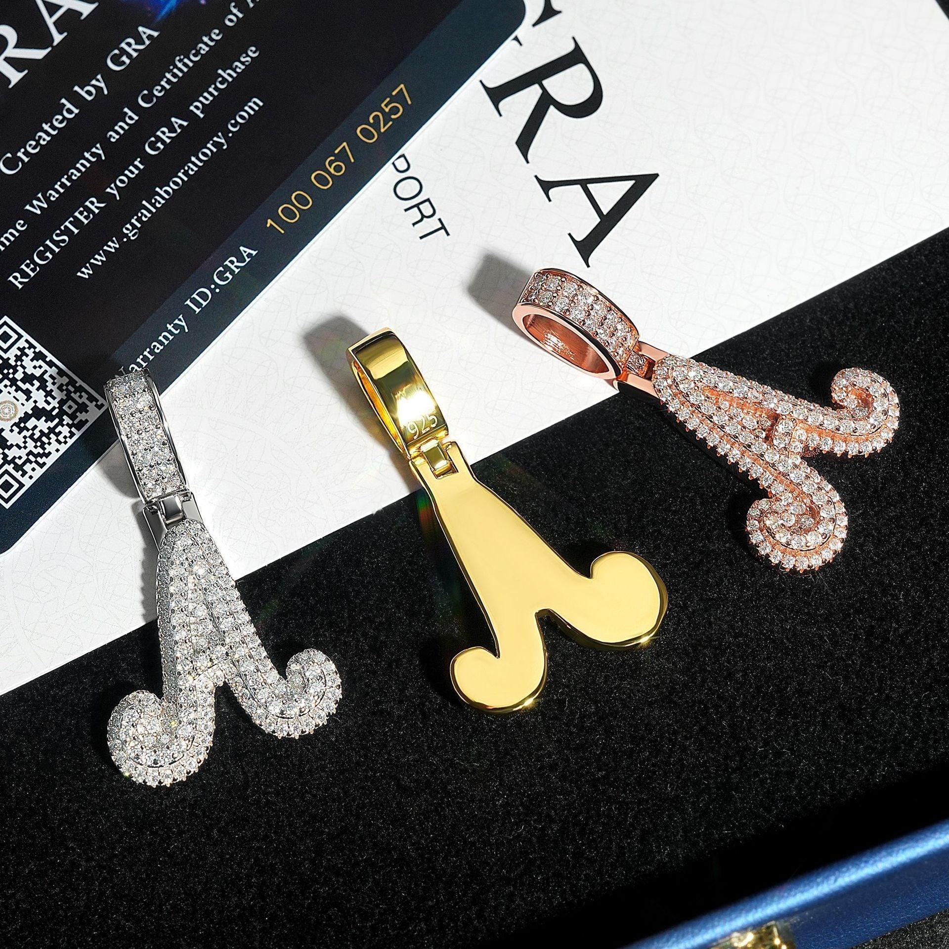 New Moissanite Letter A Hip-Hop Pendant – S925 Silver Personalized Jewelry - CaratixJewelry