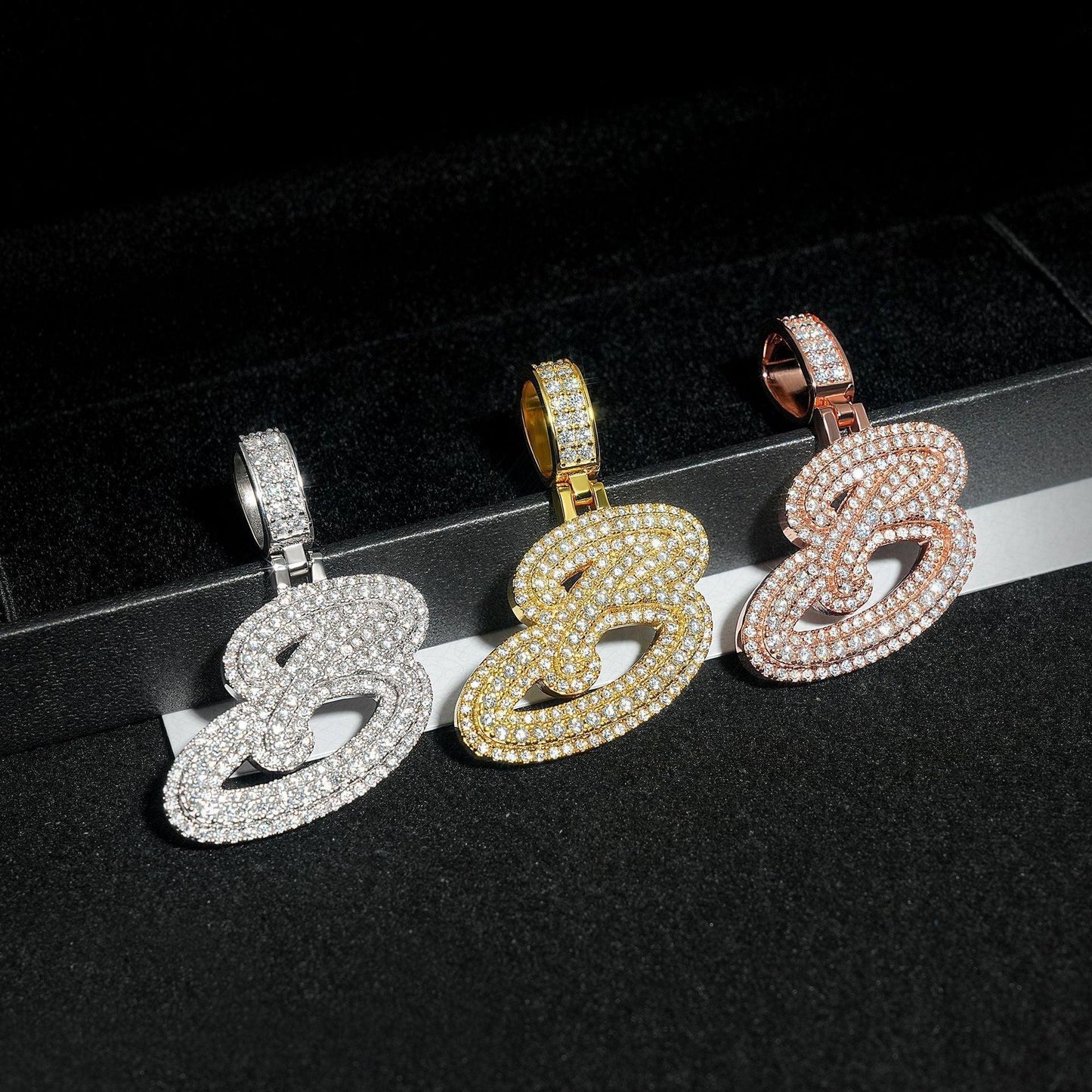 New Moissanite Letter B Hip-Hop Pendant – S925 Silver Moissanite Jewelry - CaratixJewelry