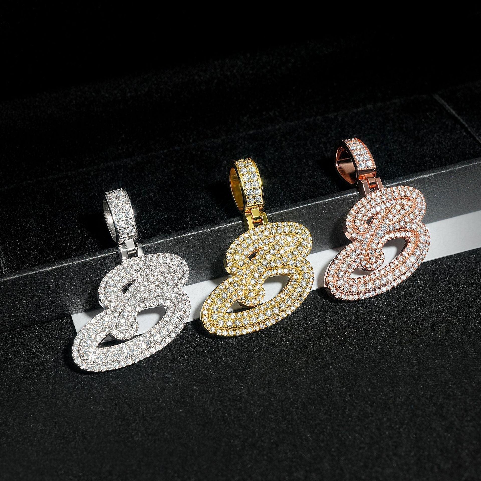 New Moissanite Letter B Hip-Hop Pendant – S925 Silver Moissanite Jewelry - CaratixJewelry