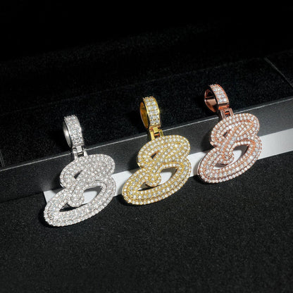 New Moissanite Letter B Hip-Hop Pendant – S925 Silver Moissanite Jewelry - CaratixJewelry