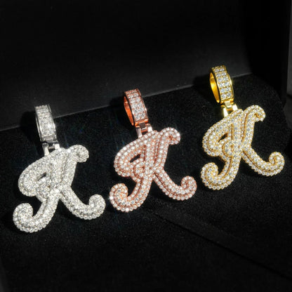 New Moissanite Letter K Hip-Hop Pendant – S925 Silver Personalized Jewelry - CaratixJewelry