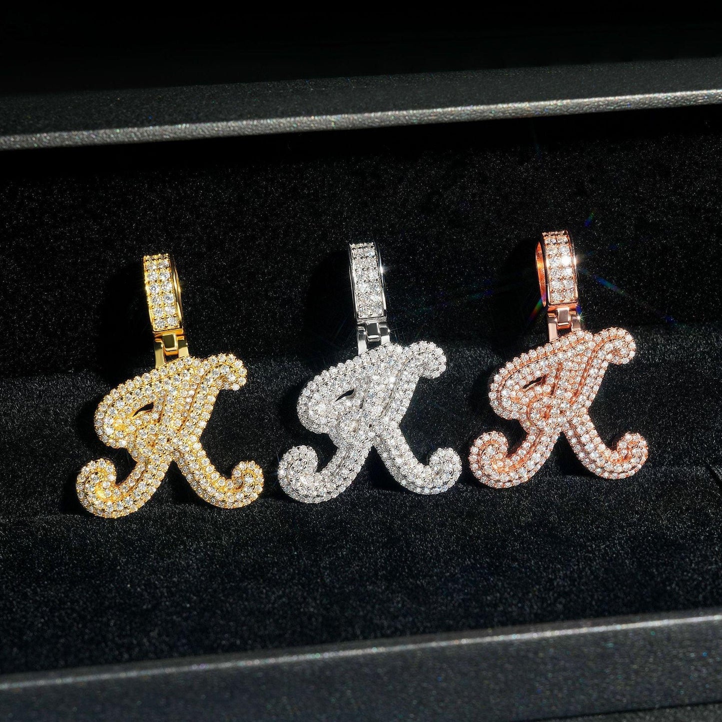 New Moissanite Letter K Hip-Hop Pendant – S925 Silver Personalized Jewelry - CaratixJewelry