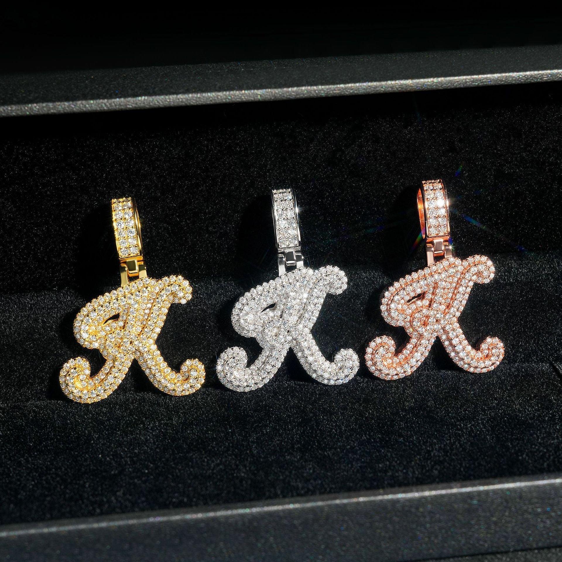 New Moissanite Letter K Hip-Hop Pendant – S925 Silver Personalized Jewelry - CaratixJewelry