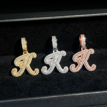 New Moissanite Letter K Hip-Hop Pendant – S925 Silver Personalized Jewelry - CaratixJewelry