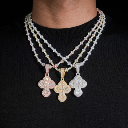 New Personalized Hip-Hop Cross Pendant – S925 Silver Moissanite, Fits 8MM Tennis Chain Necklace - CaratixJewelry