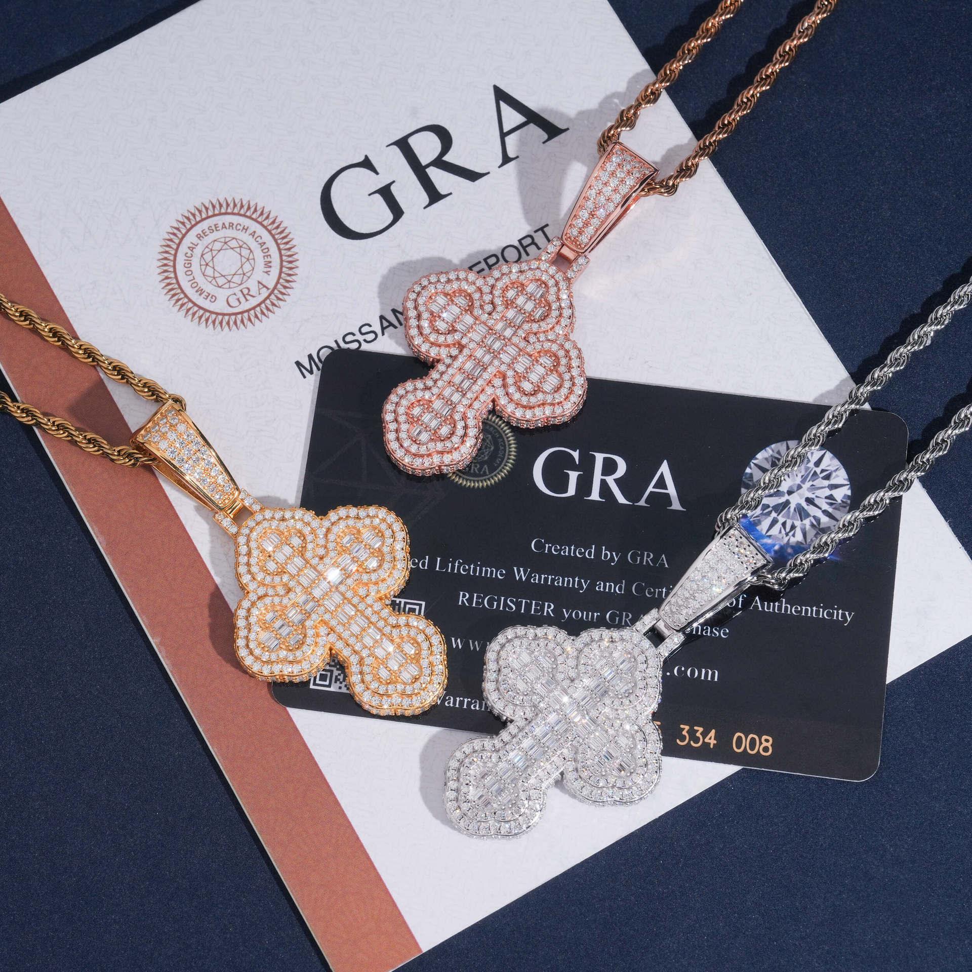 New Personalized Hip-Hop Cross Pendant – S925 Silver Moissanite, Fits 8MM Tennis Chain Necklace - CaratixJewelry