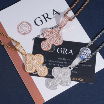 New Personalized Hip-Hop Cross Pendant – S925 Silver Moissanite, Fits 8MM Tennis Chain Necklace - CaratixJewelry