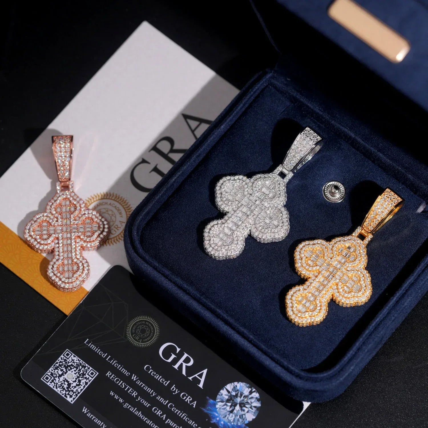 New Personalized Hip-Hop Cross Pendant – S925 Silver Moissanite, Fits 8MM Tennis Chain Necklace - CaratixJewelry