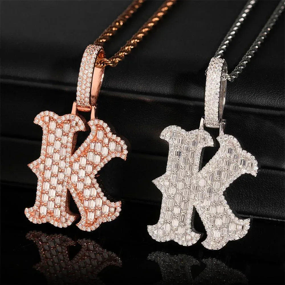 New Personalized Letter Hip-Hop Pendant – S925 Silver Moissanite, Trendy Custom Jewelry - CaratixJewelry