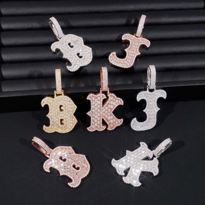 New Personalized Letter Hip-Hop Pendant – S925 Silver Moissanite, Trendy Custom Jewelry - CaratixJewelry