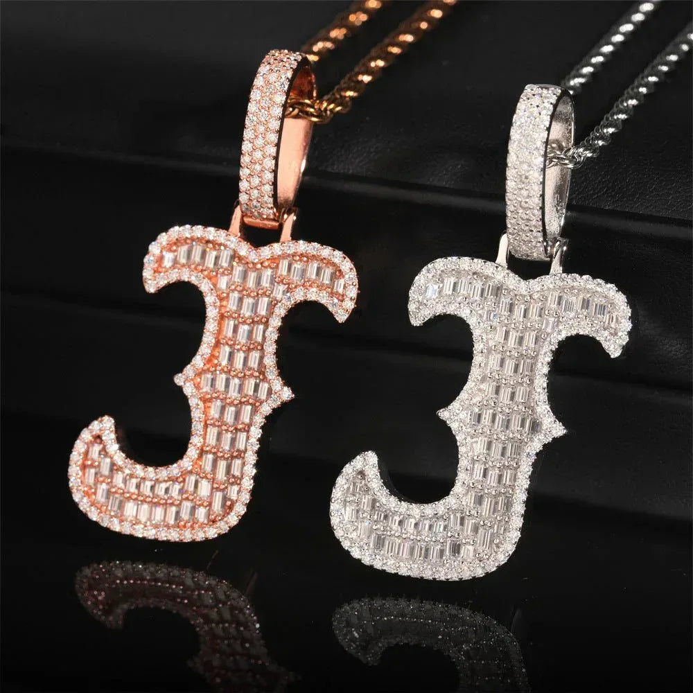 New Personalized Letter Hip-Hop Pendant – S925 Silver Moissanite, Trendy Custom Jewelry - CaratixJewelry