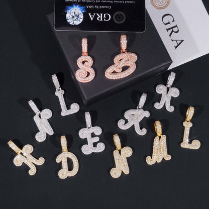 New Personalized Letter Pendant – S925 Silver Moissanite, Hip-Hop Style Jewelry - CaratixJewelry