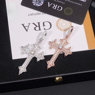 New S925 Silver Cross Pendant – Hip-Hop Moissanite Necklace, Trendy Jewelry - CaratixJewelry