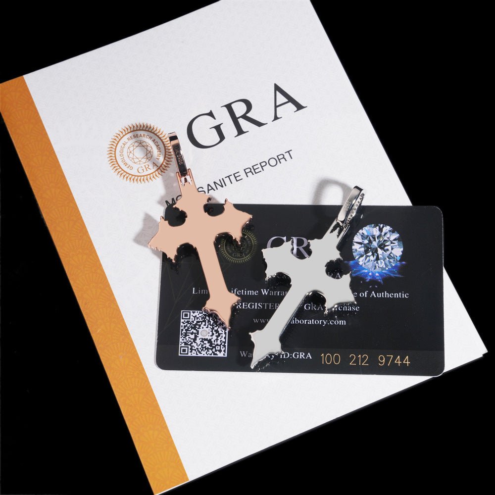 New S925 Silver Cross Pendant – Hip - Hop Moissanite Diamond Necklace, Trendy Jewelry - CaratixJewelry