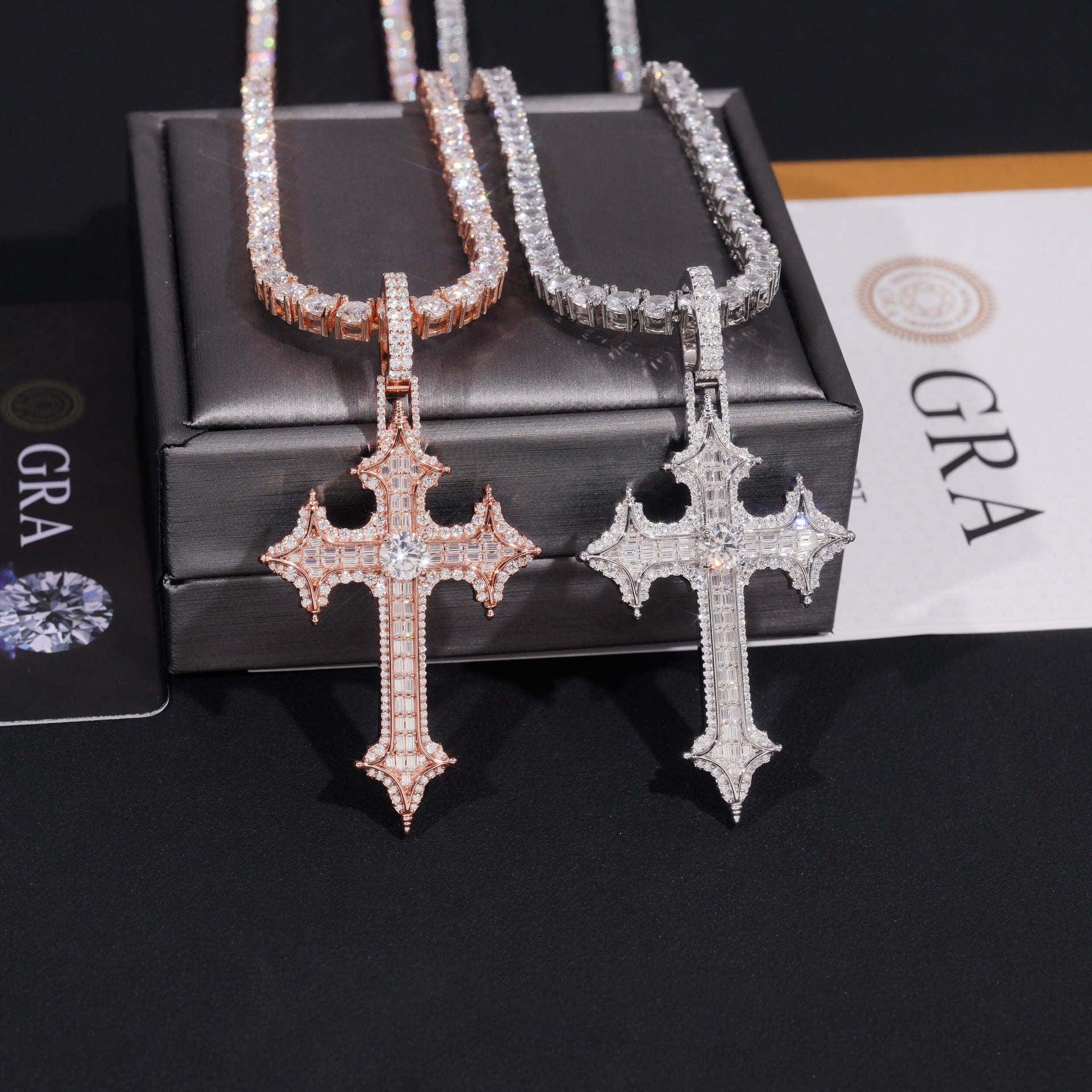 New S925 Silver Cross Pendant – Hip - Hop Moissanite Diamond Necklace, Trendy Jewelry - CaratixJewelry