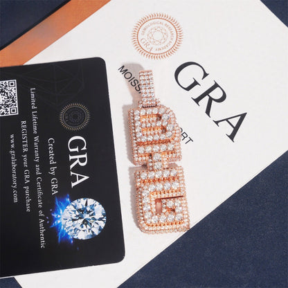 New S925 Silver D Color Moissanite Letter Pendant – Unisex Personalized Jewelry, Trendy Fashion Accessory - CaratixJewelry