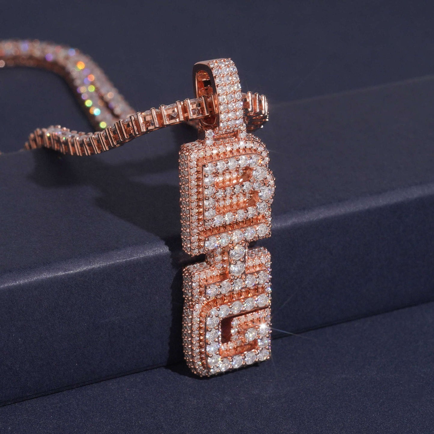 New S925 Silver D Color Moissanite Letter Pendant – Unisex Personalized Jewelry, Trendy Fashion Accessory - CaratixJewelry