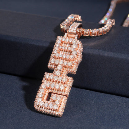 New S925 Silver D Color Moissanite Letter Pendant – Unisex Personalized Jewelry, Trendy Fashion Accessory - CaratixJewelry