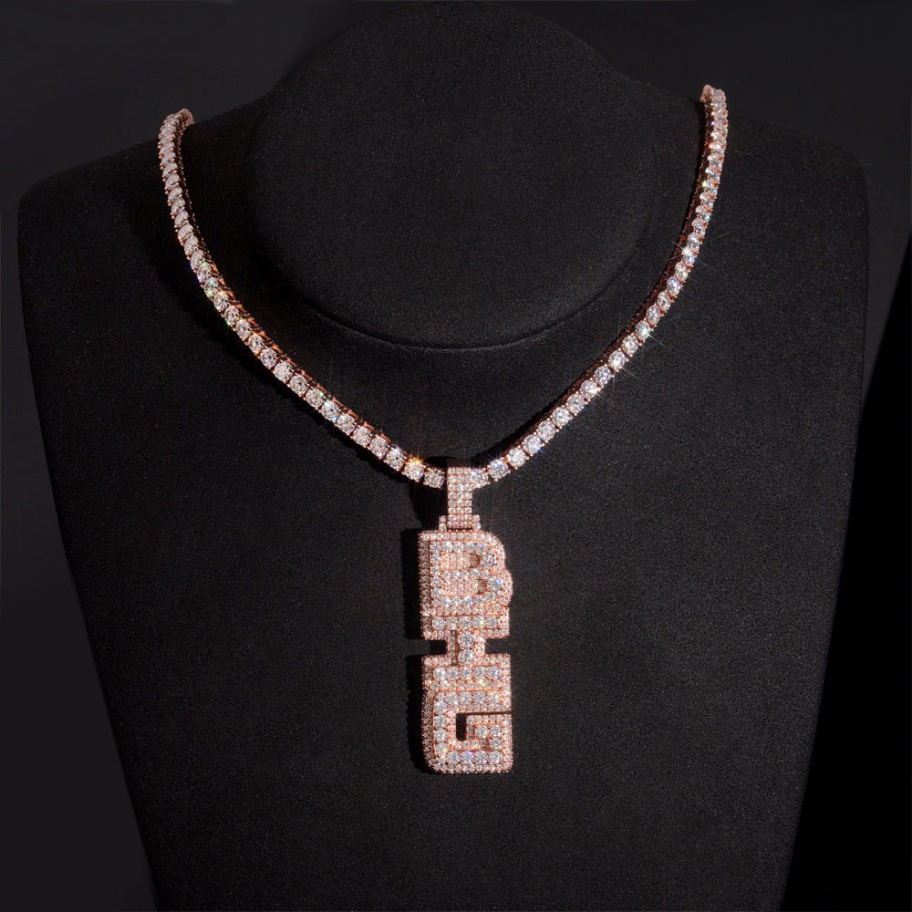 New S925 Silver D Color Moissanite Letter Pendant – Unisex Personalized Jewelry, Trendy Fashion Accessory - CaratixJewelry