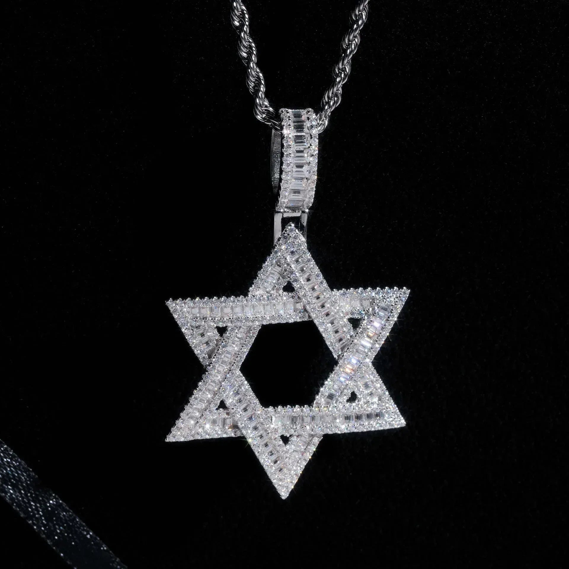 New S925 Silver D Color Moissanite Star Pendant – Hip-Hop Style, Fits Tennis Chain Necklace - CaratixJewelry