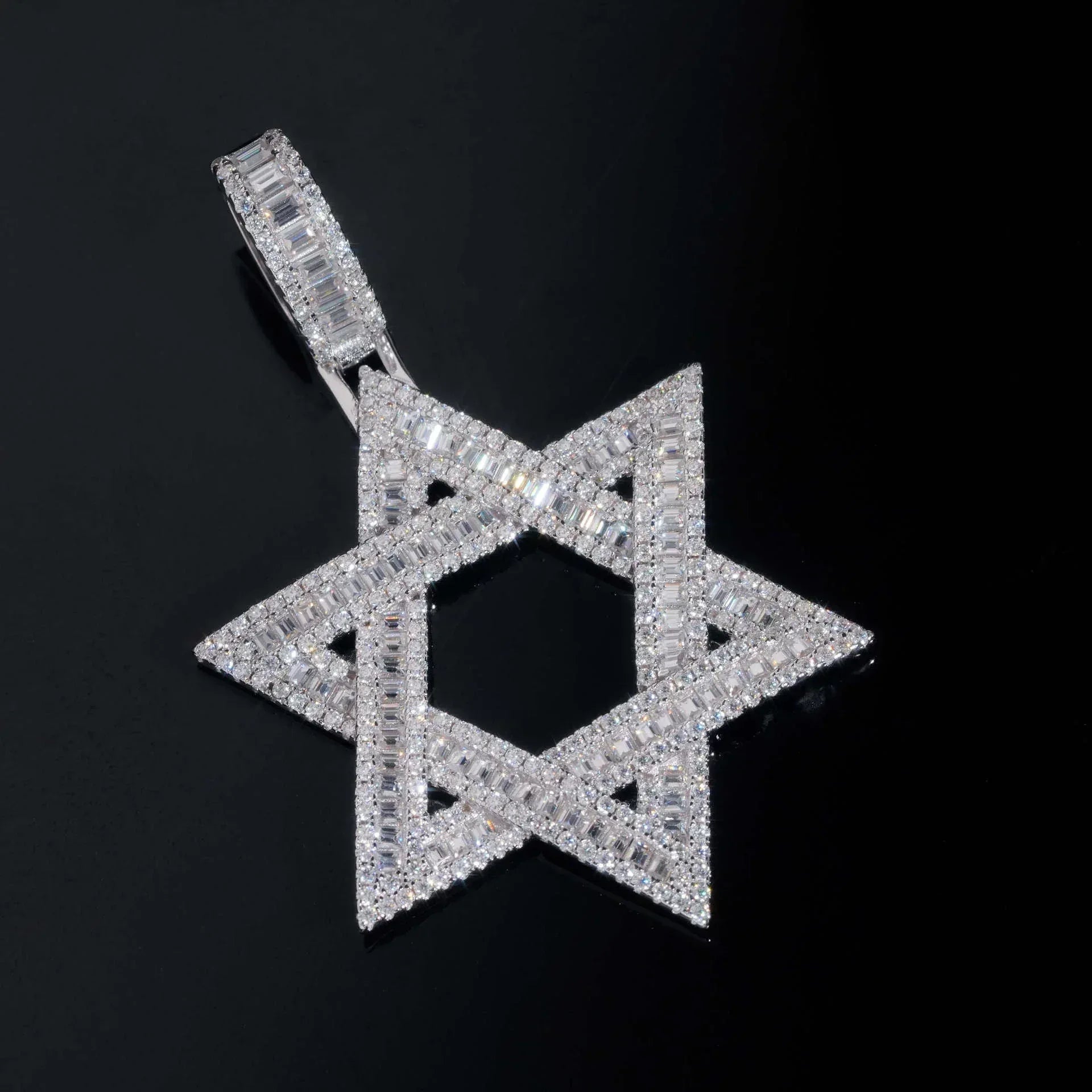 New S925 Silver D Color Moissanite Star Pendant – Hip-Hop Style, Fits Tennis Chain Necklace - CaratixJewelry