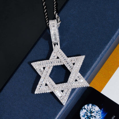 New S925 Silver D Color Moissanite Star Pendant – Hip-Hop Style, Fits Tennis Chain Necklace - CaratixJewelry
