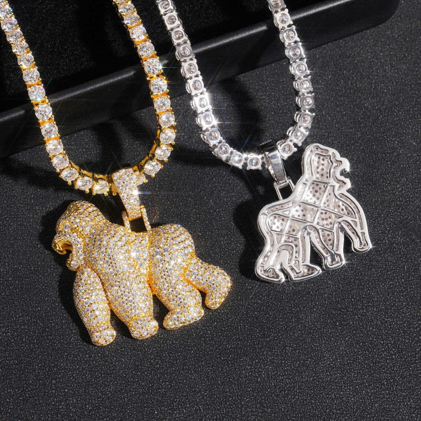 New S925 Silver Fully Iced Moissanite Lion Pendant – Hip-Hop Style Men’s Cool Fashion Jewelry - CaratixJewelry