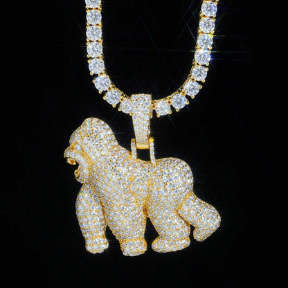 New S925 Silver Fully Iced Moissanite Lion Pendant – Hip-Hop Style Men’s Cool Fashion Jewelry - CaratixJewelry